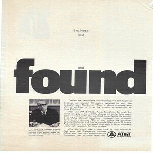 1967 AT&T Business lost and found WATS Service Vintage Magazine Print Ad/Poster